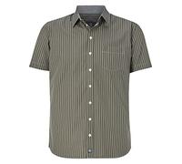 Jan Vanderstorm Camisa de rayas Perttu para hombre | Algodón puro | Talla L - 7XL, verde oliva, XL