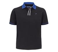 Jan Vanderstorm Polo Isfried para hombre de 100% algodón, cuello de polo y tira de botones en diseño de contraste, manga corta, tallas grandes de L-7XL Comfort Fit, Negro , L