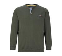 Jan Vanderstorm Sudadera para hombre Viljar de algodón 100% | Tejido fino con estructura de gofre | Camiseta Serafín sin Cuello, verde oliva, 3XL