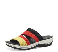 Jana Coshy: Vacaciones para los pies - Un Hallux optimizado, multinivel, Resistente al Agua, Vegano, Pantuflas Black Comb, Sandalias Planas Mujer, Peine Negro, 42 EU