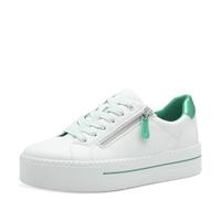 Jana Damen Plateau Sneaker mit Reißverschluss Vegan, Zapatillas Mujer, Blanco Verde, 40 EU