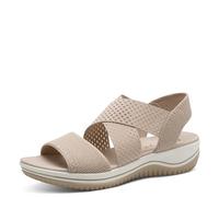 Jana Damen Sandalen Flach Elastisch Vegan, Sandalias Planas Mujer, Beige Dorado, 37 EU