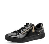 Jana Damen Sneaker Flach mit Reißverschluss Vegan, Zapatillas Mujer, Negro Lacado Dorado, 38 EU