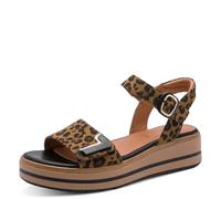 Jana Damen Wedge/Plat Sand Multiadj+Vegan, Sandalias con cuña Mujer, Leopardo, 38 EU