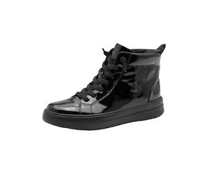 Jana Sneaker High Vegan, Bota a la Altura de la Pantorrilla Mujer, Patente Negro, 37 EU