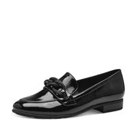 Jana Softline 8-24260-41 Komfortable Mehrweite Bequemschuh Damenschuh mit Kette Flach Modisch Alltagsschuhe Business, Mocasín Mujer, Negro Satinado, 38 EU