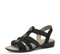 Jana Softline 8-28165-42 001 Black Sandalia Plana Cómodo Calzado Multiuso Diario Festivo Elegante, Mujer, Negro, 37 EU Ancho