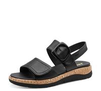 Jana Softline Leather Wedge/Plat Sand 8-28701-46, Sandalias Planas Mujer, Negro, 41 EU