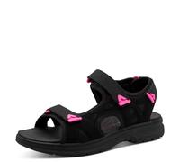 Jana Softline Sandal Flat 8-28662-46, Sandalias Planas Mujer, Negro, Rosa, 39 EU