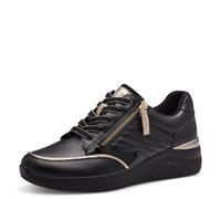 Jana Zapatillas Bajas para Mujer 8-23771-43, Negro y Dorado, 40 EU Ancho
