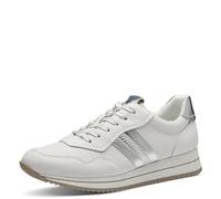 Jana Zapatillas Planas para Mujer con Suela Gruesa Vegan, Blanco y Plateado, 38 EU