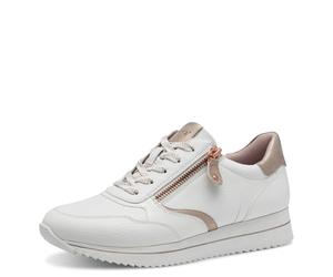 Jana Zapatillas Veganas Planas con Cremallera para Mujer, Color Blanco/Oro Rosa, Talla 37 EU, Blanco, Oro Rosa, 37 EU