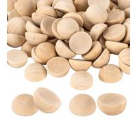Janasiba 1 grandes medias bolas de madera, 500 unidades de hemisferios redondos de madera sin tratar de 25 mm, pequeñas bolas de madera semipartidas naturales
