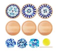 Janasiba 1 juego de mosaico de bricolaje para adultos y principiantes, piezas de mosaico de cristal azul con bandeja base vacía para arte hecho a mano en casa