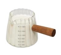 Janasiba 1 taza de café espresso, jarra de espuma de leche, vaso medidor de cristal, vaso de chupito con mango de madera, 170 ml