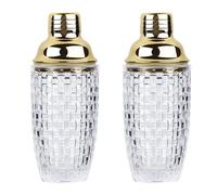 Janasiba 2 cocteleras de cristal de 13 onzas para cócteles, cocteleras y cocteleras doradas