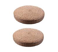 Janasiba 2 cojines redondos de 40 cm, trenza de paja hecha a mano, cojín de suelo, esterilla de asiento para silla de yoga