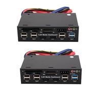 Janasiba 2 unidades de 5,25 USB 3.0 frontal para PC USB 3.0/2.0, hub de audio E, lector de tarjetas multi para la carcasa de la unidad óptica