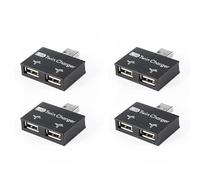 Janasiba 4X USB 2.0 Macho a Doble Cargador Doble 2 Puertos USB DC 5V Distribuidor de Carga Hub Adaptador Convertidor Conector