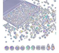 Janasiba 600 unidades de perlas de cristal para la fabricación de joyas con caja de contenedores, perlas de cristal a granel, para manualidades, collar, pulsera, pendientes