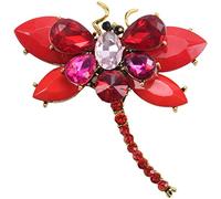 Janasiba Broche De Resina De Llegada Para Mujeres Trabajo Elegante Rhinestone Secta Broches Aguja Buen Regalo Rojo, Aleación y cristal