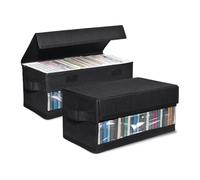 Janasiba Cajas para Guardar CD (Paquete de 2), Estuches para CD, Capacidad para 32 CD en Estuches Completos y 60 CD en Estuches Delgados.