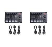 Janasiba F998 Tarjeta de sonido, micrófono, interfaz de audio, batidora, tarjeta de sonido, mezclador, amplificador para teléfono, PC, 2 unidades