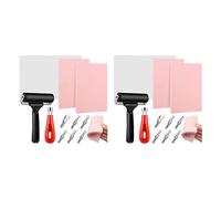 Janasiba Juego de 2 herramientas de impresión de bloques, linóleo con 6 hojas de tipo, papel transparente para manualidades de estampación