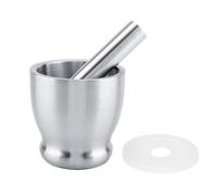 Janasiba Juego de mortero y mortero grande de acero inoxidable para y píldoras con tapa protectora para la cocina o para moler hierbas