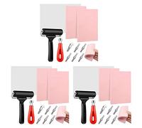 Janasiba Kit de fabricación de sellos de 3 piezas, juego de herramientas de impresión de bloques, linóleo con 6 hojas de tipo, papel transparente para manualidades de estampación