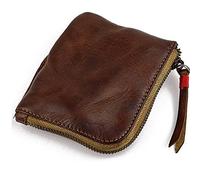 Janasiba Monedero de cuero para mujeres y hombres, billetera hecha a mano vintage, mini tarjetero, monedero con cremallera