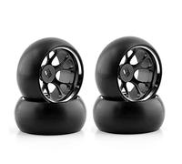 Janasiba Neumático de deriva de plástico duro llanta de metal para 284131 K969 K989 Mini-Z 1/28 RC autopartes, negro