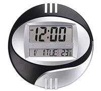 Janasiba Pantalla de temperatura Digital Pared Reloj Electrónico LCD Calendario Moderno Soporte LED Reloj Silenciador del Hogar Oficina Decoración Negro