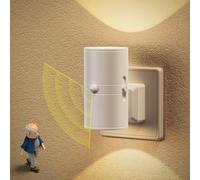 JandCase Luz Nocturna con Sensor de Movimiento, Luz Nocturna Enchufe Brillo Ajustable 0-100 lm, 3 Modos (ON/AUTO/OFF), Luce de Noche Infantil 3000K Blanco Cálido, Lampara Noche Enchufe para Pasillos