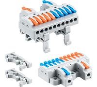 JANDECCN 6 bloques de terminales de riel DIN, conectores de cable de empalme para circuito en línea 28-12AWG (2 en 10 salidas)