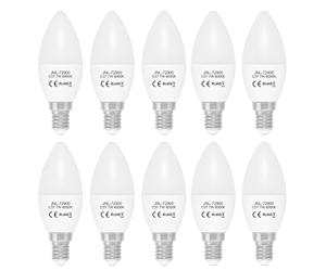 Jandei - 10 x Bombilla Led E14 Tipo Vela, C37, 330º de Apertura, 7W Equivalente a 60W, 700 lúmenes, casquillo fino. No regulable, perfecta, Oficina, Mesilla de Noche. (Blanco Frío 6000K)