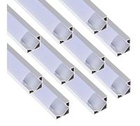 Jandei - 10 x Perfiles Aluminio Gris 1 Metro. Canal Forma V para Instalación de Tiras LED en Esquinas, Difusor Semitransparente. Incluye Tapas y Clips Montaje - 18,2mm x 18,2mm x 1m (Pack 10 uds)