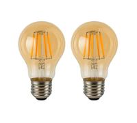 Jandei - 2 x Bombilla LED Filamento de 4W, Rosca E27 Edison, Vintage, Acabado Cristal ámbar, 2200K, 430 lúmenes. Decorativa, Elegante, No Regulable, Dimensiones: 4,5 cm x 8 cm