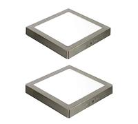 Jandei - 2 x Downlight LED 18W Cuadrado Superficie Acabado Acero, IP20 - Interior. Perfecto para Cocina, Salón, Pasillo, Oficina. Ahorro de energía. (4200K Blanco Neutro)