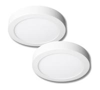 Jandei - 2 x Downlight LED 24W Redondo De Superficie Luz Blanca Neutra 4000K, Aluminio Aro Blanco Mate. Perfecto para Casa, Salon, Dormitorio, Oficina, Pasillo.