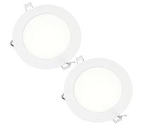 Jandei - 2 x Downlight LED Panel Extraplano Redondo, Iluminación 9W, Interior para Oficina, Pasillos, Casa, Taller, Dormitorio (Blanco neuto 4200K), Fuente De Alimentación Incluida. Ahorro de energía.