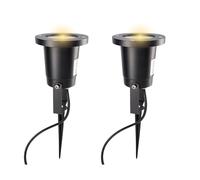 Jandei - 2 x Foco Pica LED Exterior 6W con Pincho, para bombilla GU10, IP65, Luz Cálida 3000k, 240V, Ø10cm, Altura 30cm Cable 1,5m Enchufe Schuko. Ideal para Jardín, Caminos y Macetas.