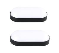 Jandei - 2 x Plafón LED aplique oval, pared, IP54 (exterior) 15W 6000K Blanco Frío, Marco negro, Montaje Enrasado Superficie, Hidrófuga, Interior, Exterior, Techo, Hall, Escalera, Garaje, Porche