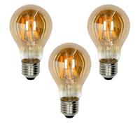 Jandei - 3 x Bombilla LED Filamento de 4,5W, Rosca E27 Edison, Vintage, Acabado Cristal ámbar, 2200K, 590 lúmenes. Decorativa, Elegante, No Regulable, Dimensiones: 6 cm x 11 cm