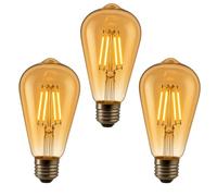 Jandei - 3 x Bombilla LED Filamento de 5,5W, Rosca E27 Edison, Vintage, Acabado Cristal ámbar, 2200K, 785 lúmenes. Decorativa, Elegante, No Regulable, Dimensiones: 6,4 cm x 14,5 cm