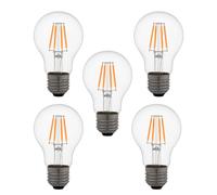 Jandei - 5 x Bombilla LED Filamento de 4,5W, Rosca E27 Edison, Vintage, Acabado Cristal visible, 2700 K, 680 lúmenes. Decorativa, Elegante, No Regulable, Dimensiones: 6 cm x 11 cm