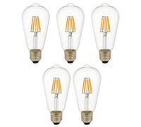 Jandei - 5 x Bombilla LED Filamento de 5,5W, Rosca E27 Edison, Vintage, Acabado Cristal visible, 2700 K, 860 lúmenes. Decorativa, Elegante, No Regulable, Dimensiones: 6,4 cm x 14,5 cm