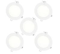 Jandei - 5 x Downlight LED Panel Extraplano Redondo, Iluminación 9W, Interior para Oficina, Pasillos, Casa, Taller (Blanco Frío 6000K), Fuente de Alimentación incluida. Ahorro de energía.