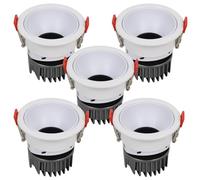 Jandei - 5x Downlight Led COB Direccionable 25º, 12W 1000 Lúmenes, Tono Luz Natural 4200k, Marco Circular Blanco 86mm Diámetro, Orificio Montaje Empotrado 75mm, Apertura 45º, IP20 para Uso en Interior