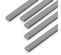 Jandei - 5x Perfiles Aluminio Gris 2 Metros Forma U para Colocación en Superficie de Tiras LED, Difusor Redondeado Semitransparente. Incluye Tapas Finales y Clips Montaje
